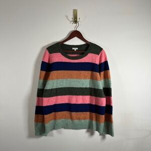 Talbots Striped Knit Crewneck Sweater Colorful Womens Large Whimsical Spring
